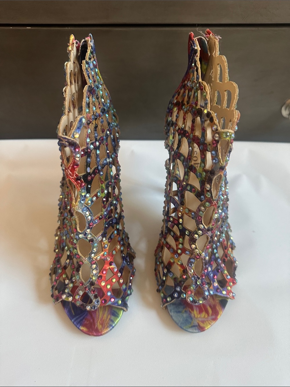 Zigi Soho Multicolor Crystal Cutout High-Heel Sandals